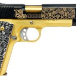 KIMBER CUSTOM II TWO TONE 24 CARAT GOLD / BLACK "AZTEC" STYLE 45ACP 5" BARREL 7-ROUNDS GRABAGUN EXCLUSIVE