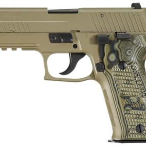 Sig P226 9MM 4.4In Scorpion Flat Dark Earth Da/Sa Siglite Black/Green G10 Grip (2) 10Rd Steel MAG CA Compliant SRT