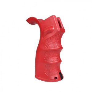 AR-15 pistol grip, AR-10 grip, red Cerakote grip, beavertail pistol grip, firearm accessories, gun parts, custom rifle grip