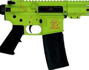AR-15 pistol, .223 5.56 firearm, nitride barrel, zombie splatter finish, 30-round magazine, compact tactical gun, home defense weapon, DC Gun Shop