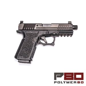 Polymer80 PFS9, complete pistol frame, threaded fluted barrel, night sights, 9mm build, DIY firearm, custom pistol, gun accessories